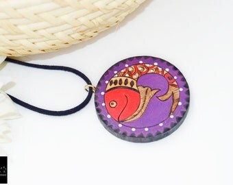 Yellow - Ishq - Madhubani Handpainted Wooden Earrings