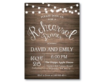 Rustic Rehearsal Dinner Invitation. by happyappleprinting on Etsy