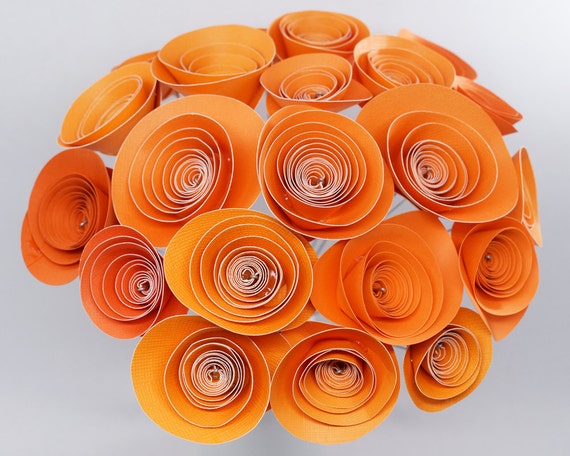 Orange Paper Flowers 21 Orange Paper Roses Orange Bouquet