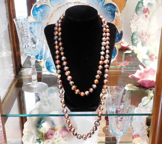 48" Freshwater Pearl Necklace 10mm Fresh Water Pearl Dyed Necklace Opera Rope Length Strand Necklace Hand Strung Knotted 4 Feet Beads Beaded