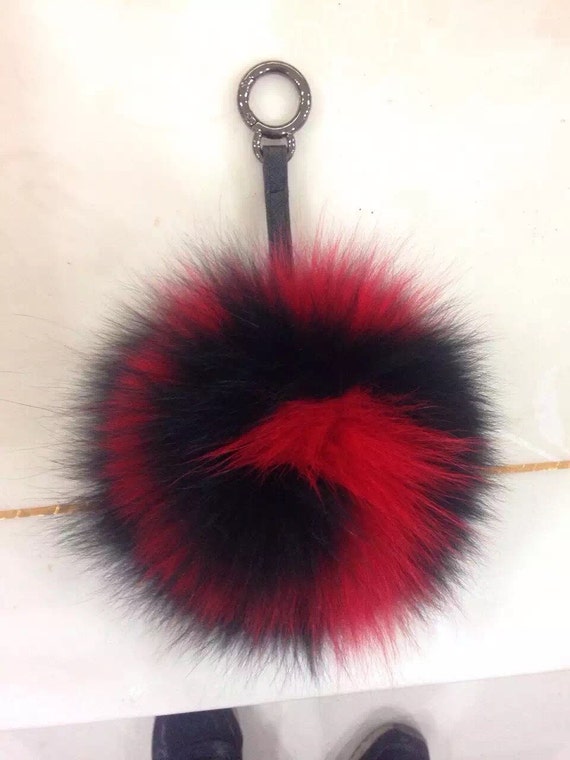 pom black pom keychain pom Fox Charm Handbag Bag Charm Fur Keychains Genuine Initial Bugs pom