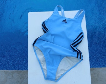 adidas performance blue racerback swimsuit