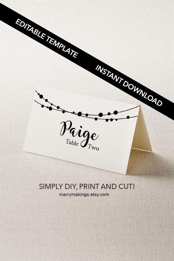 Diy Wedding Place Cards Templates Diy Wedding Place Card