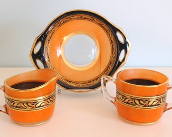 SALE - Vintage Hand Painted Cream, Sugar, and Bon Bon