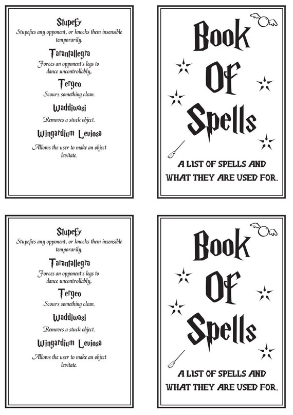 Printable Small Spell Book Book of Spells Harry Potter