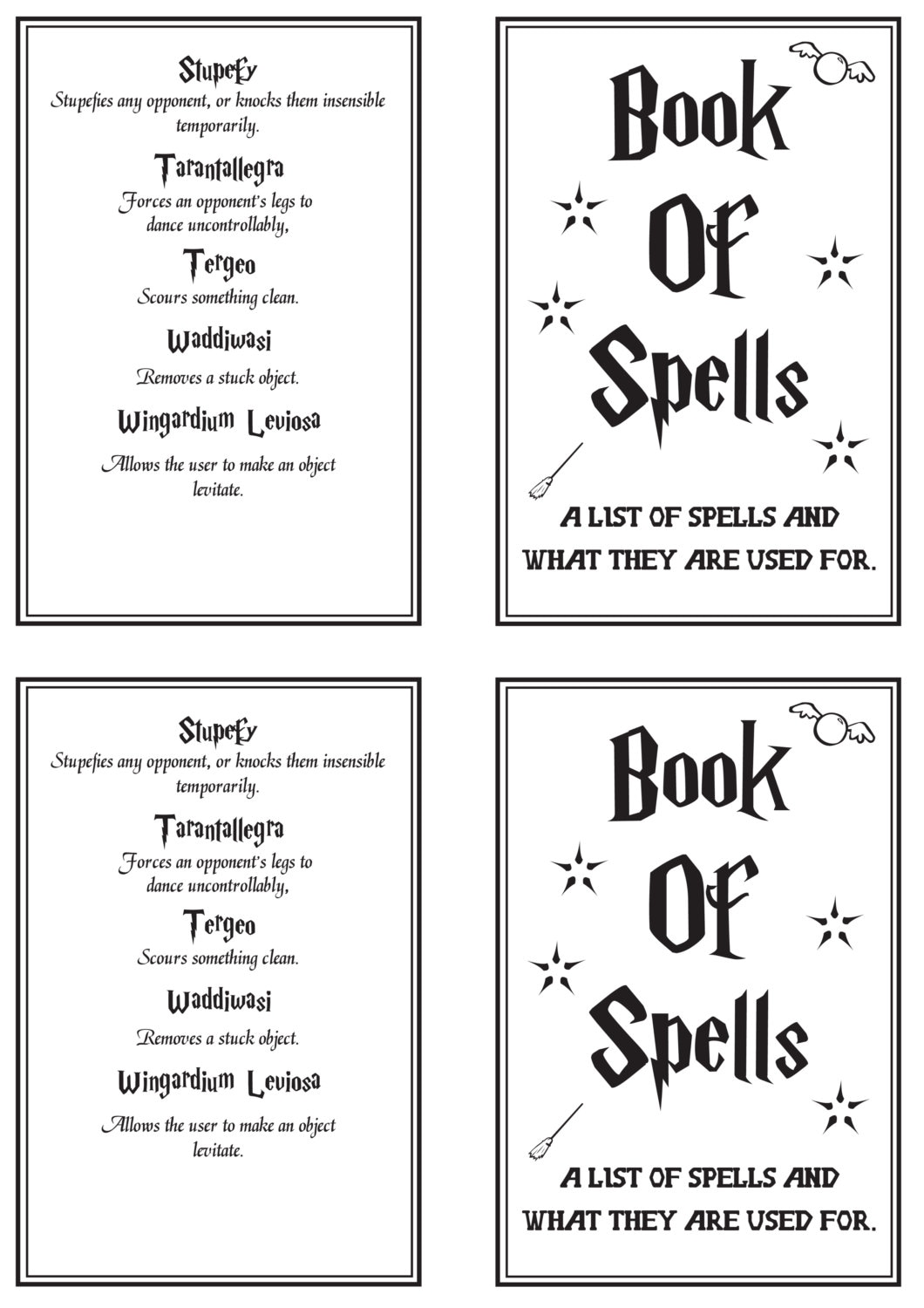 Harry Potter Spell Book Printable DIY Harry Potter Book of Spells