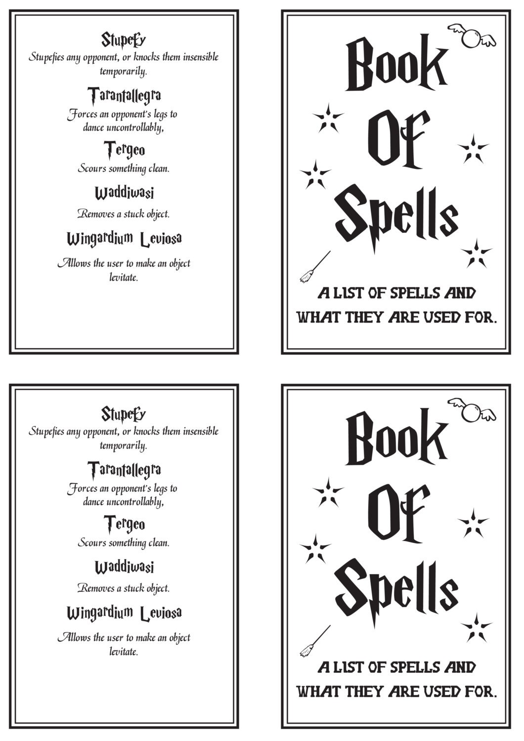 Harry Potter Spells List Printable Customize And Print