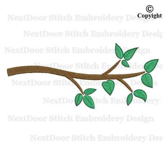 Branch machine embroidery design leaves tree filled stitch