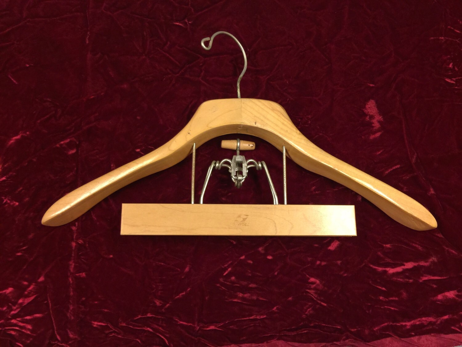 Wooden Suit Hanger. Setwell brand. Spring loaded trouser hanger