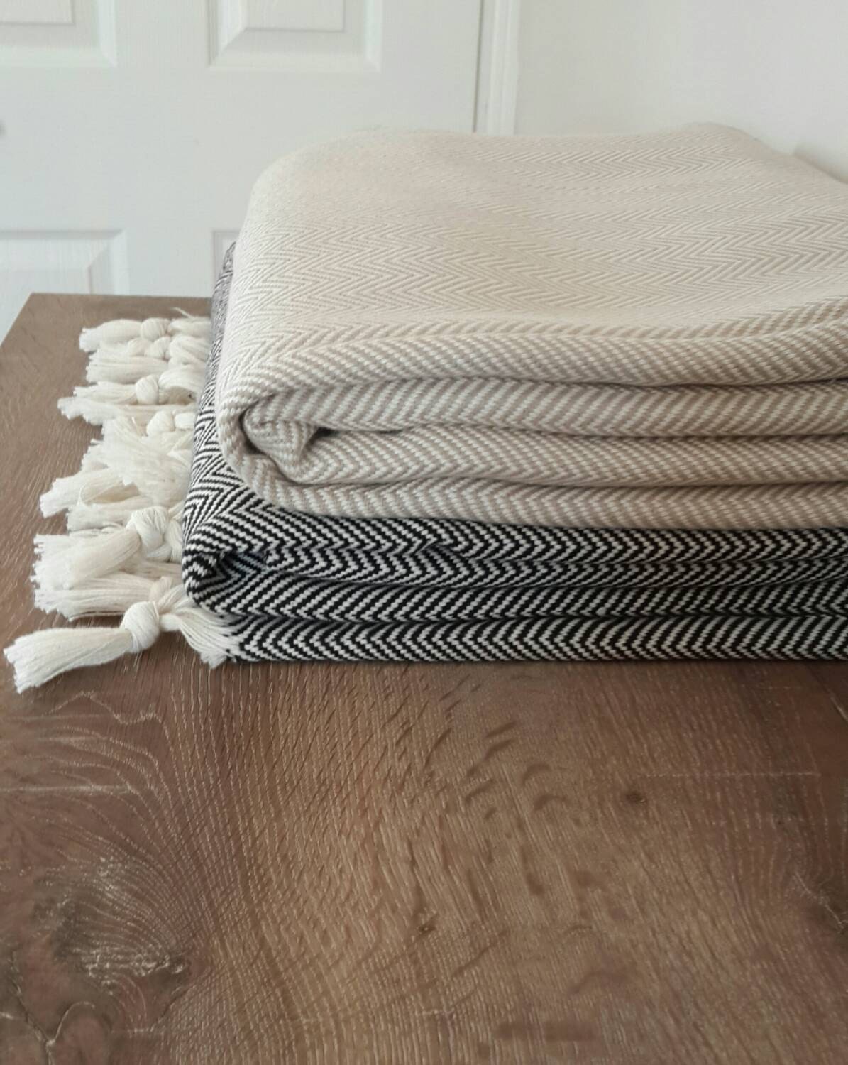 SALE 100 Cotton blanket Woven Throw Blanket by CottonMood