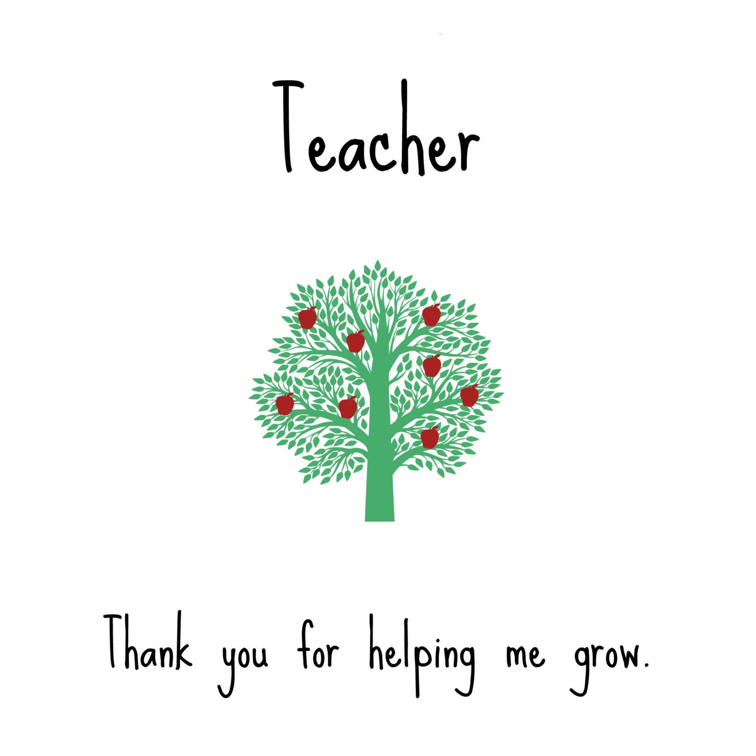 Teacher Thank you for helping me grow-Thank you Teacher Card