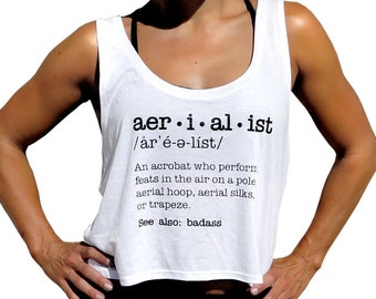 Aerialist Crop Top - see also: badass / aerial fitness / pole dance fitness / pole fit / aerial hoop / aerial silks - (white)