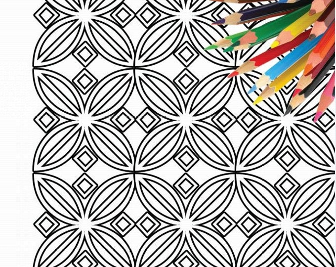 Colouring Geometric Design, Details Colouring, Geometric Art Coloring, Zen Art Coloring, Pattern Art Coloring Sheet, PDF Coloring Sheet