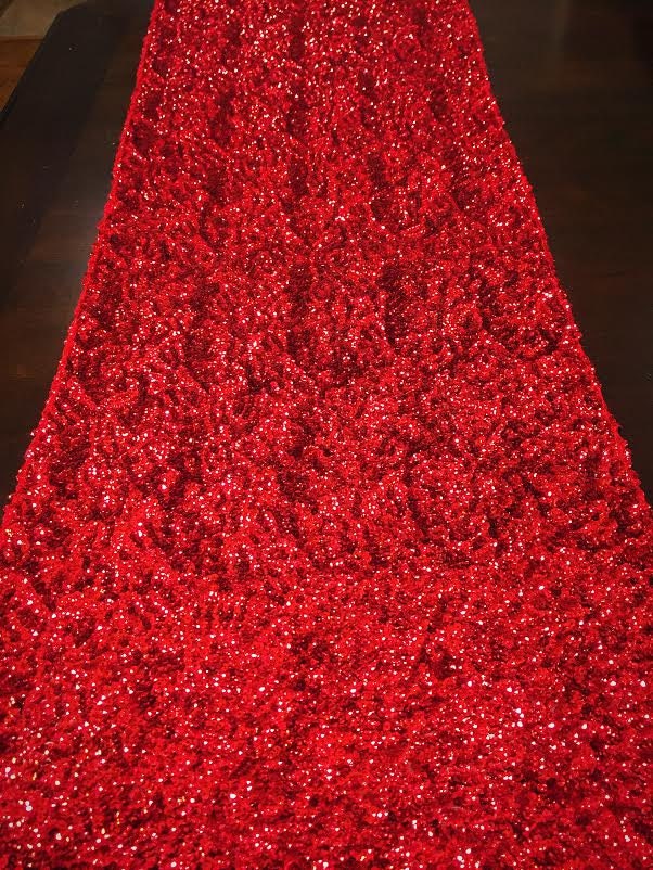 Table runner Red sequence table runner Christmas decor gold
