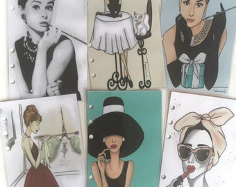 Audrey Hepburn Breakfast at Tiffanys Filofax Dividers, Pocket, Personal and A5