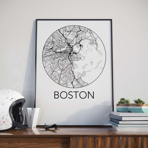 Boston, Massachusetts Minimalist City Map Print