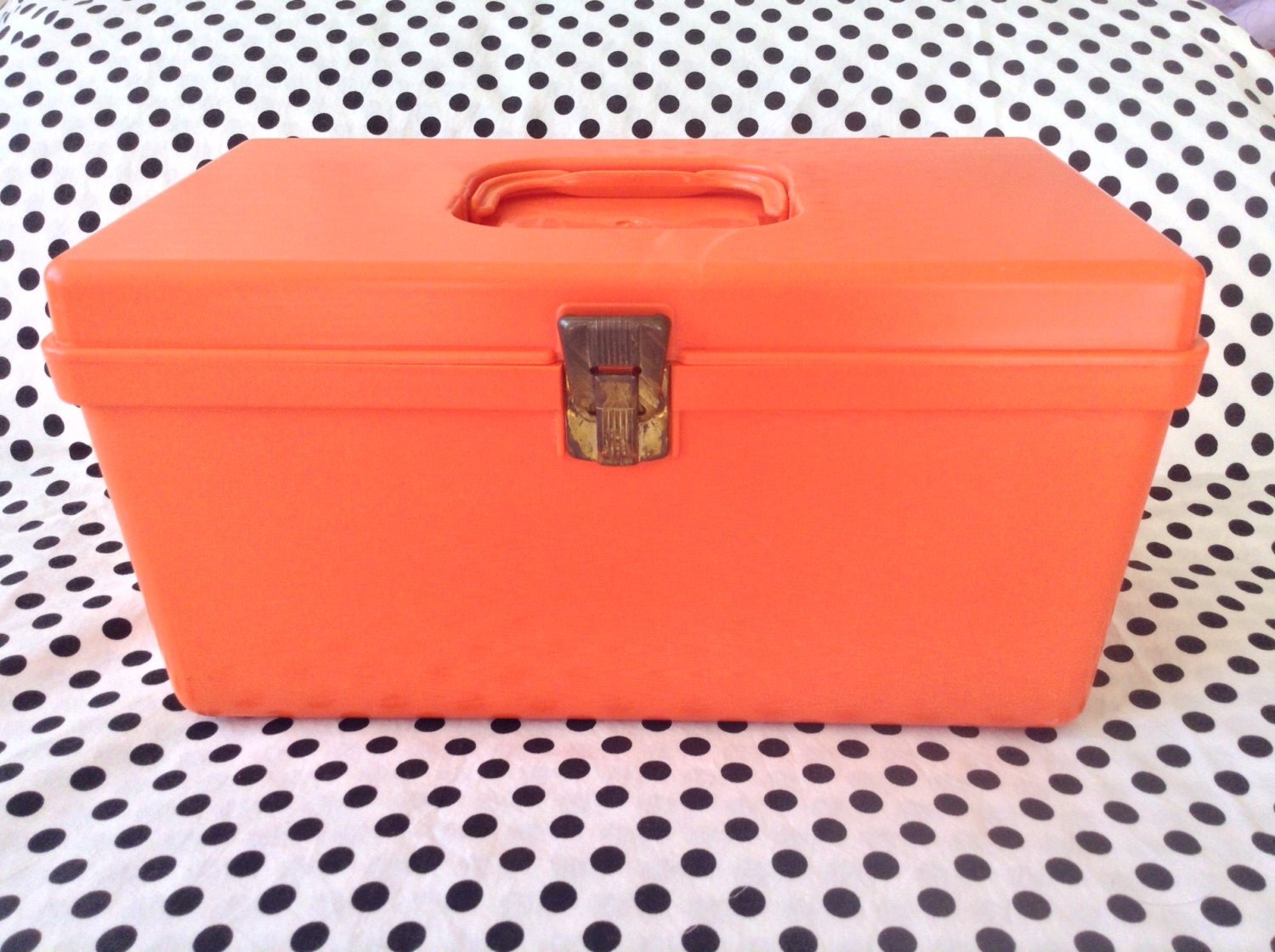 Vintage Orange Wilson Sewing Box w/ Divided Tray Insert USA Haute Juice