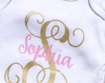 Baby Girl Clothes-Monogrammed Baby Girl-Newborn Girl Clothes-Custom Baby Clothes-Baby Shower Gift-Cute Baby Clothes-Baby Coming Home