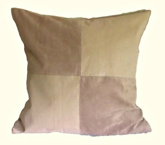 beige faux leather pillow cover faux suede pillow by GinaArtHouse
