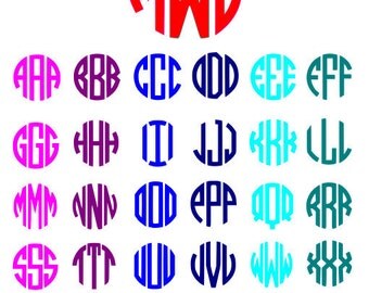 Circle monogram font SVG, DXF, Ai, EPS, Cut files for Silhouette Studio and Cricut Design Space. Alphabet font.