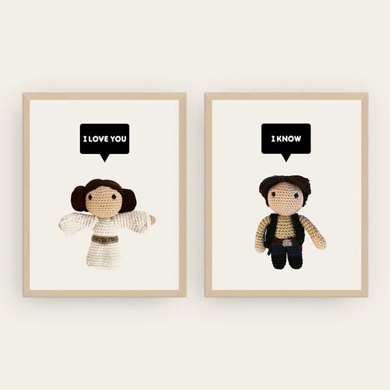 Leia and Han Solo: I love you / I know. Amigurumis Prints.