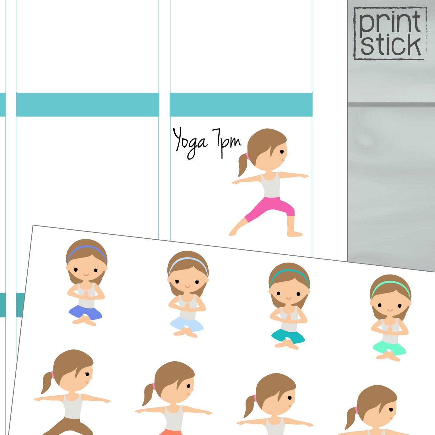 Yoga Planner Stickers PRINTABLE Meditation Perfect for your Erin Condren Planner or any