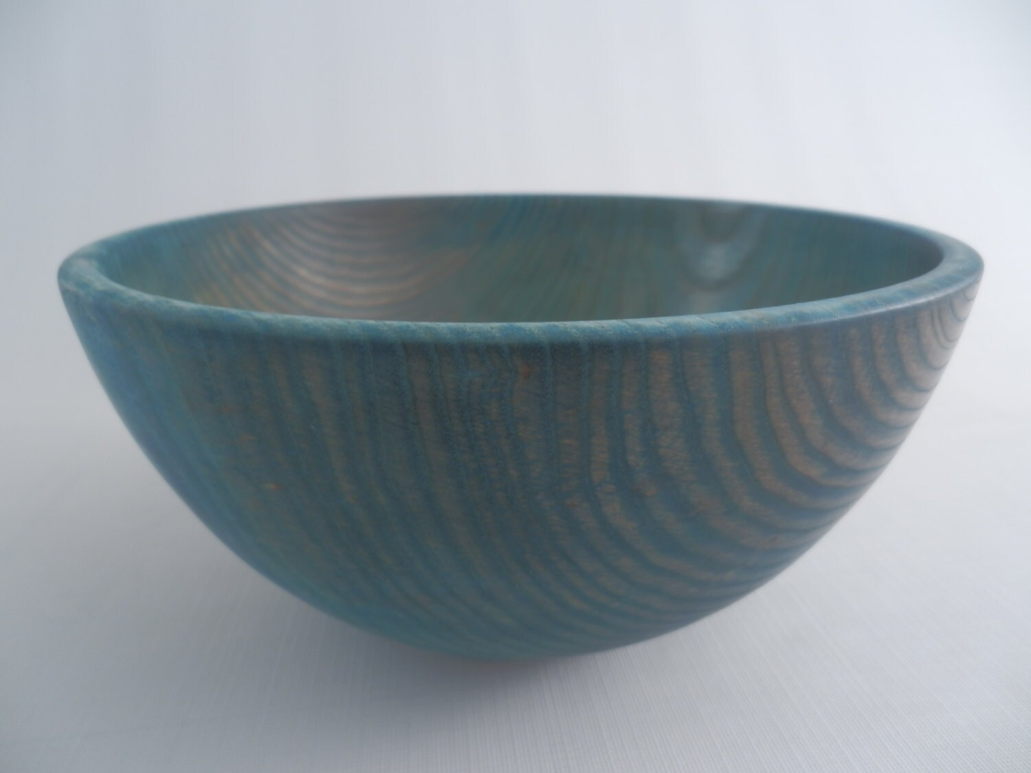 Decorative Wooden Bowl Aqua Dyed Turquoise Color Ash Hand