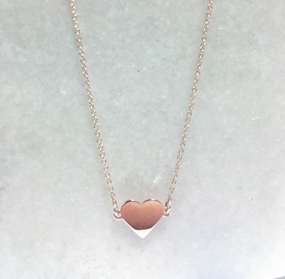 14 K rose gold heart necklace rose gold heart by JewelrybyJSuhei