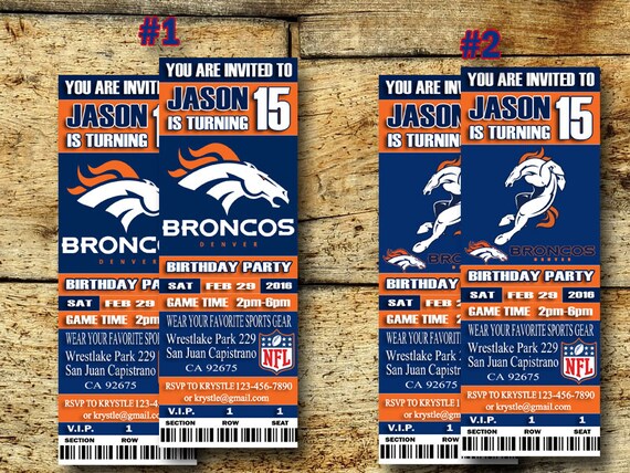 Denver Broncos Birthday Invitation Football by SportfunDigital