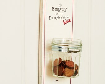 Savings Jar - Piggy Bank - Money Jar - Laundry Jar - Pennies Holder - Money Holder - Cents Collector - Wooden Money Savings Jar - Glass Jar