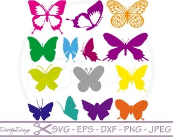 SVG cut files Butterflies Silhouette Clipart, Clipart Butterflies, SVG files, DXF files Clip art Butterflies, vector files, instant download