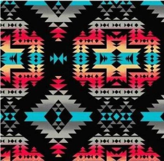 Native American Fleece Fabric Canyon Black by