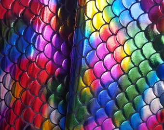 New Rainbow Multicolor Spandex Mermaid Fabric Sold by Yard