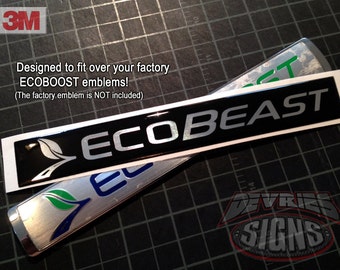 Ford Ecobeast, Ecobeauty or Twin Turb (2) emblem overlays ecoboost F150 2015+ NON-DOMED stickers