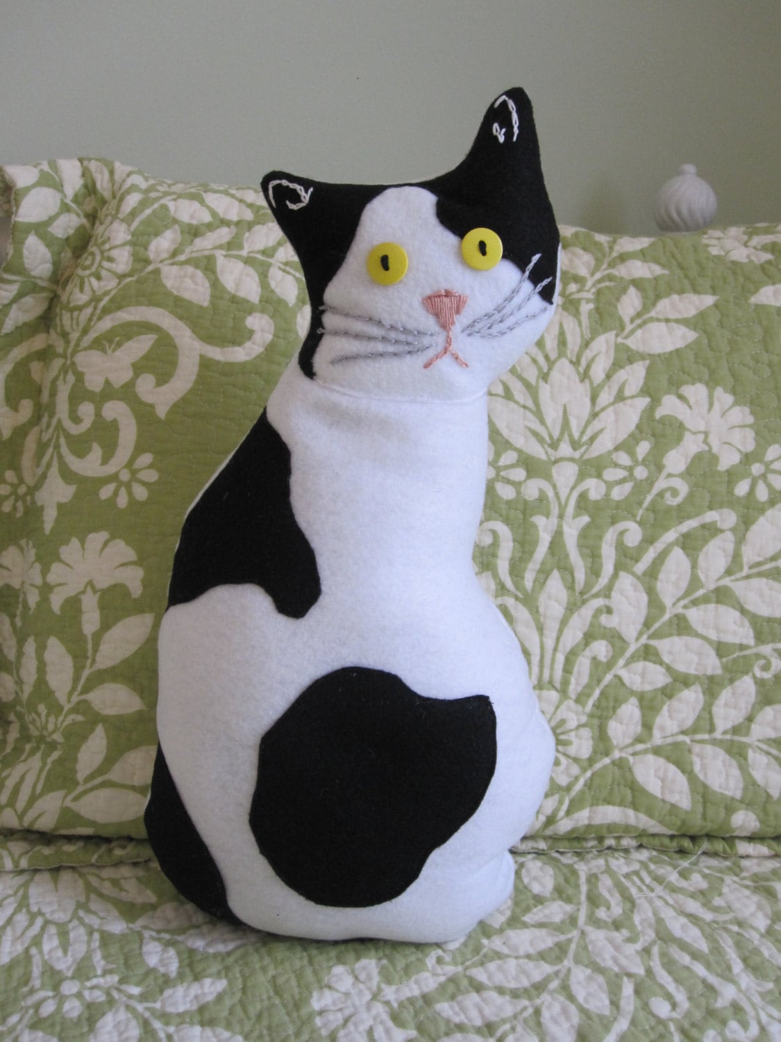 black and white cat pillow pet