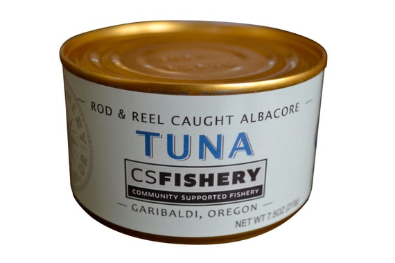 2 Cans with Olive Oil & Sea Salt- Canned Oregon Albacore Tuna - 7.5oz per Can - Local Rod and Reel Caught Fish, Healthy Sustainable Seafood