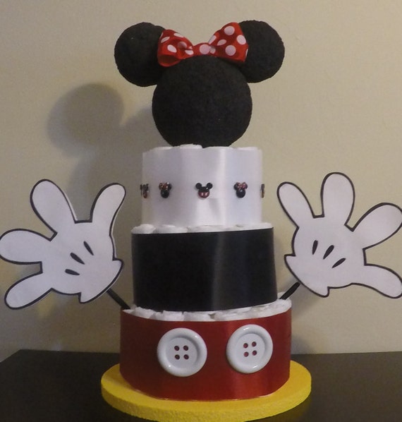 Mickey Mouse Diaper Cake Mickey Mouse Baby Shower Decor Baby