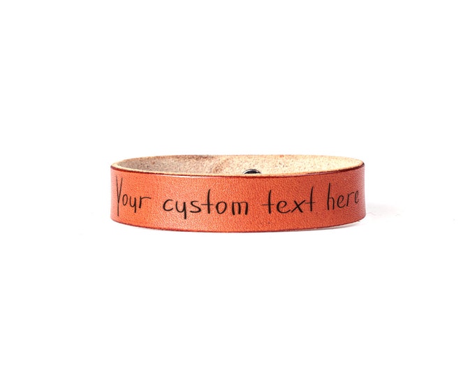Leather band - leather bracelet - color leather wristband - custom engraving - engraved leater band - any color leather band - leather strap