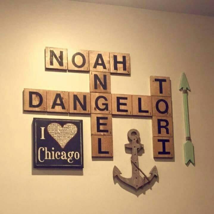 Large scrabble wall art. Family names. Personalized by CRAFTEME78