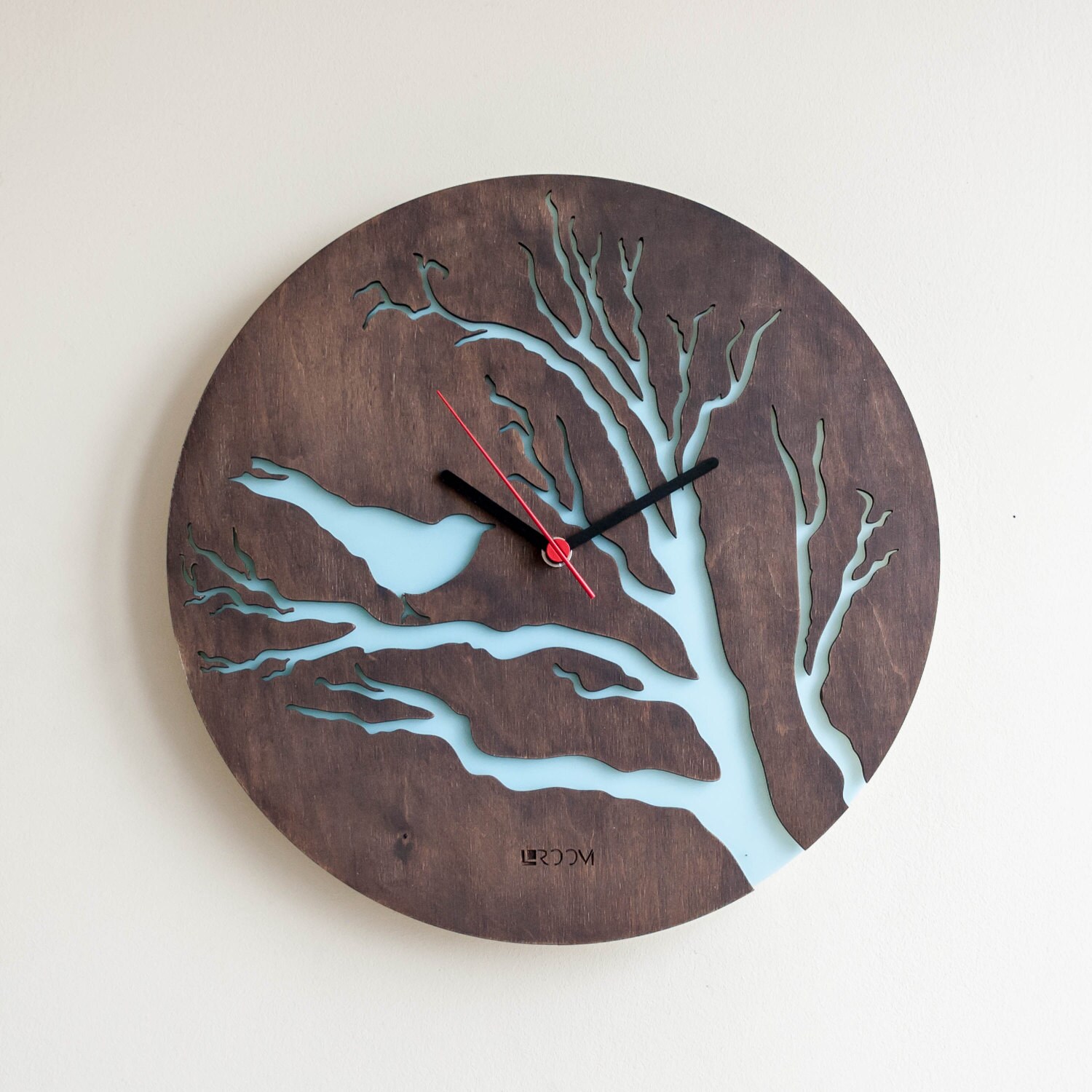 Modern Wall Clock Bird green Large Wall Clock