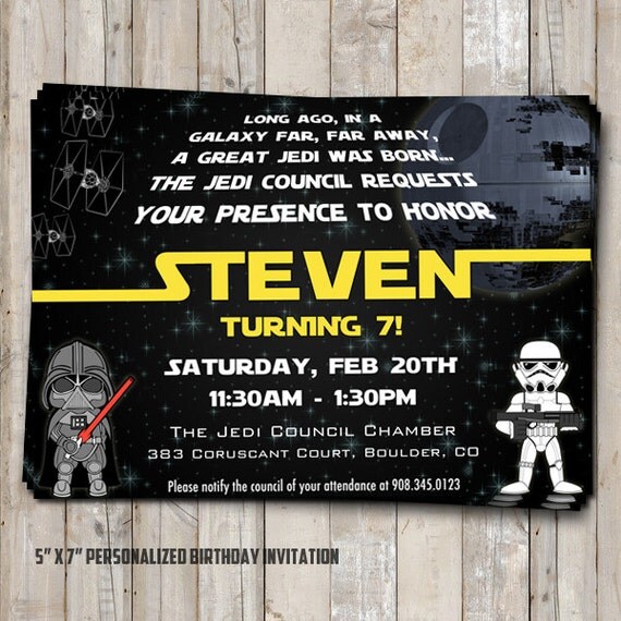 Star Wars birthday invitation personalized for your party