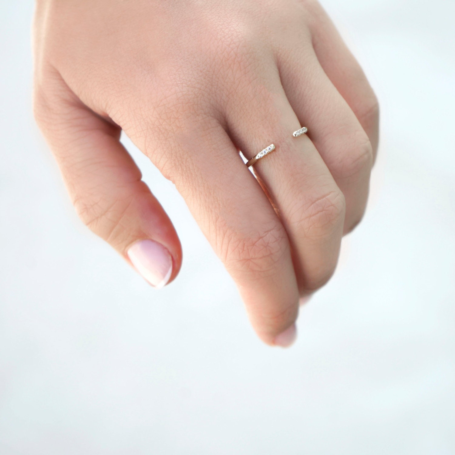 Minimal ring-Open cz ring 18k gold filled ring by BYLIAJEWELS