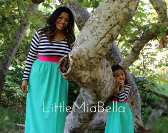 CLEARANCE 1 dress only Maxi dress long sleeve, mommy and me, mother daughter,casual dresses, party, junior, baby, summer dresses