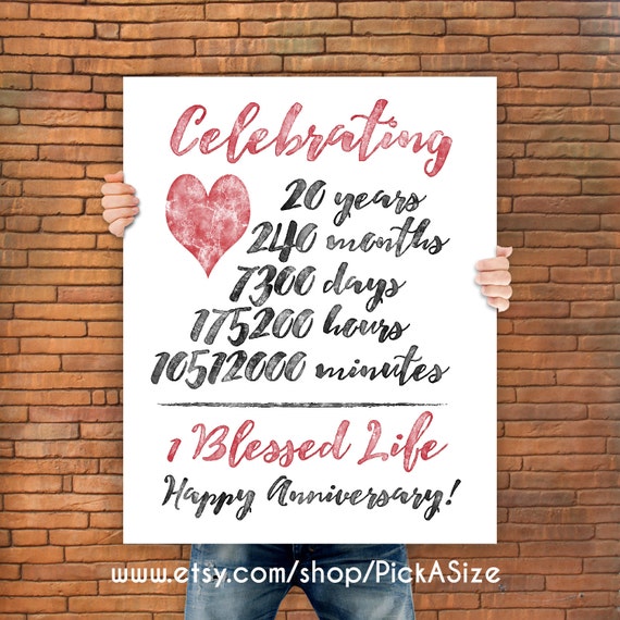 20th anniversary 20 Year Anniversary Gift Print Wedding