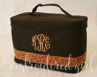 Black Leopard Train Case, Makeup Case, Train Case, Travel Bag