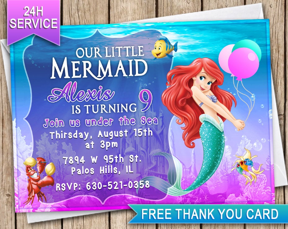 Ariel Birthday Invitations Free 4