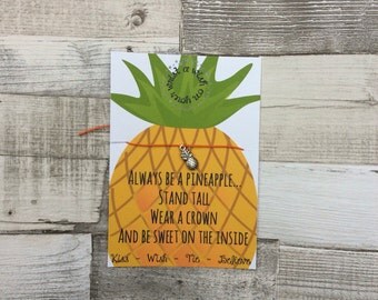 Pineapple Wish Bracelet ~ Pineapple Charm Bracelet ~ Friendship Bracelet ~ Wish String ~ Summer Bracelet ~ A Wish on Your Wrist Bracelet