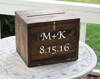 Wedding Card Box, Large Card Box, Rustic Wedding, Wedding Cards, Locking Wedding card Box, Wedding Decor, card box with lock