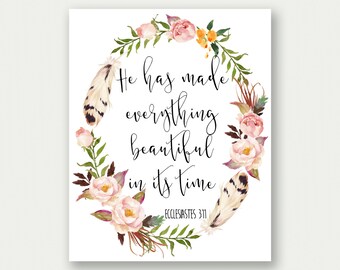 Items similar to Ecclesiastes 3 11 Print Christian Art Bible Verse ...