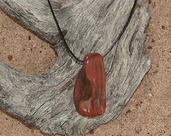 Free form petrified-wood pendant
